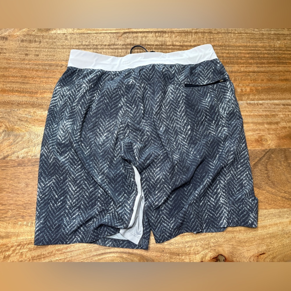 Lululemon Mens T.H.E. Shorts Drawstring Waist Bleached Herringbone Black Size L - Picture 2 of 7